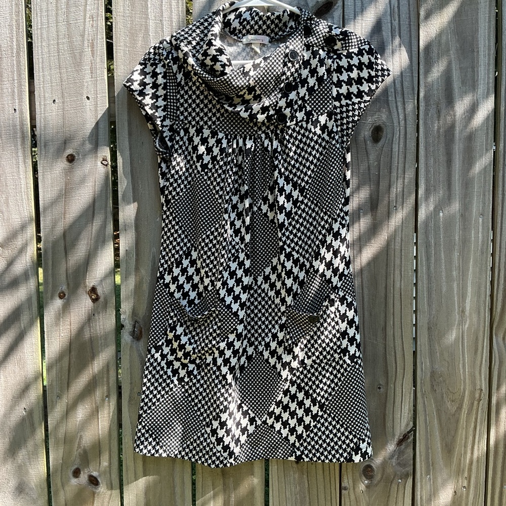 Speechless Black and White Houndstooth Dress